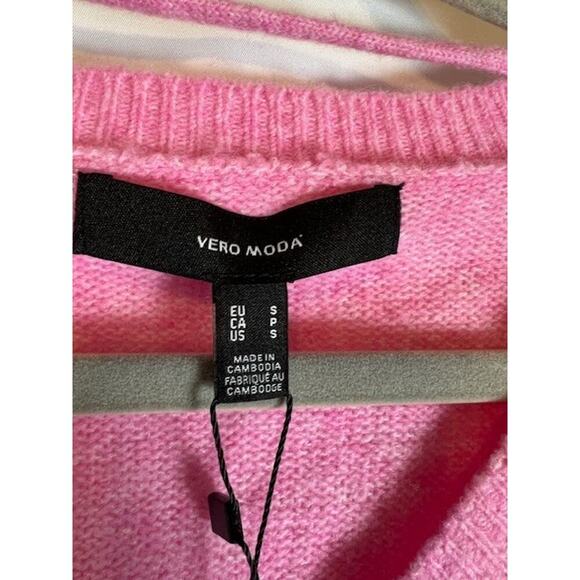 Vero Moda Womens Leaf Pink V-Neck Knit Long Sleeve Pullover Sweater S - Picture 4 of 8